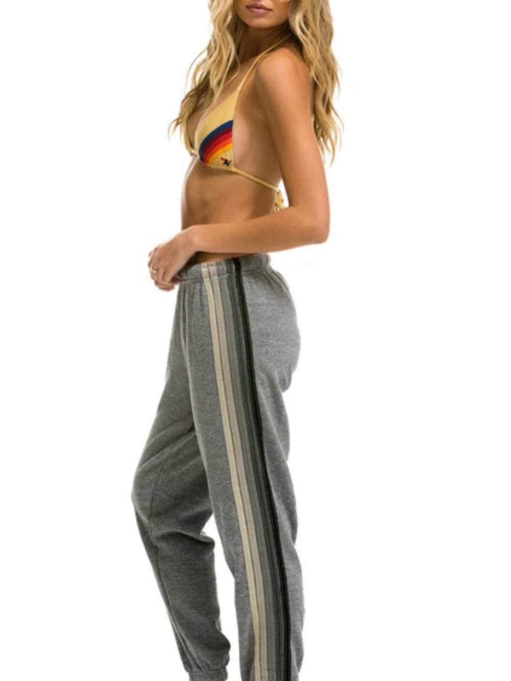 STRIPE SWEATPANTS - HEATHER GREY // GREY XS